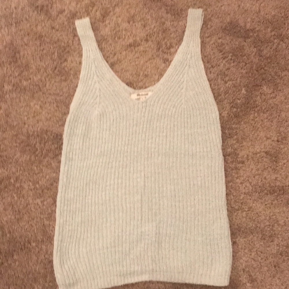 Madewell small crochet tank top light blue